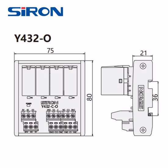 Siron Y432 4-Channel Power Relays Module Coil Power Supply 5A 250VAC/30VDC Mini Relay Module 24V Socket Base Electric Relay