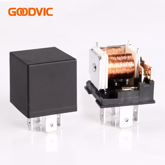 Venda quente de peças de automóvel cobre 80 amp dc 12/24v led 5 pinos canal carro selado relé transparente universal