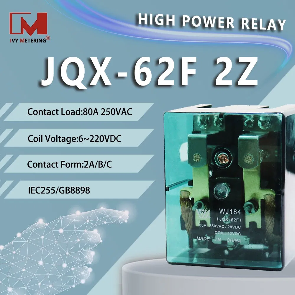 100A 90A 80A Relés de uso geral Relé eletromagnético elétrico de energia industrial Jqx Jqx62f 2z 2c Dpdt Dpst com CE UL RoHS